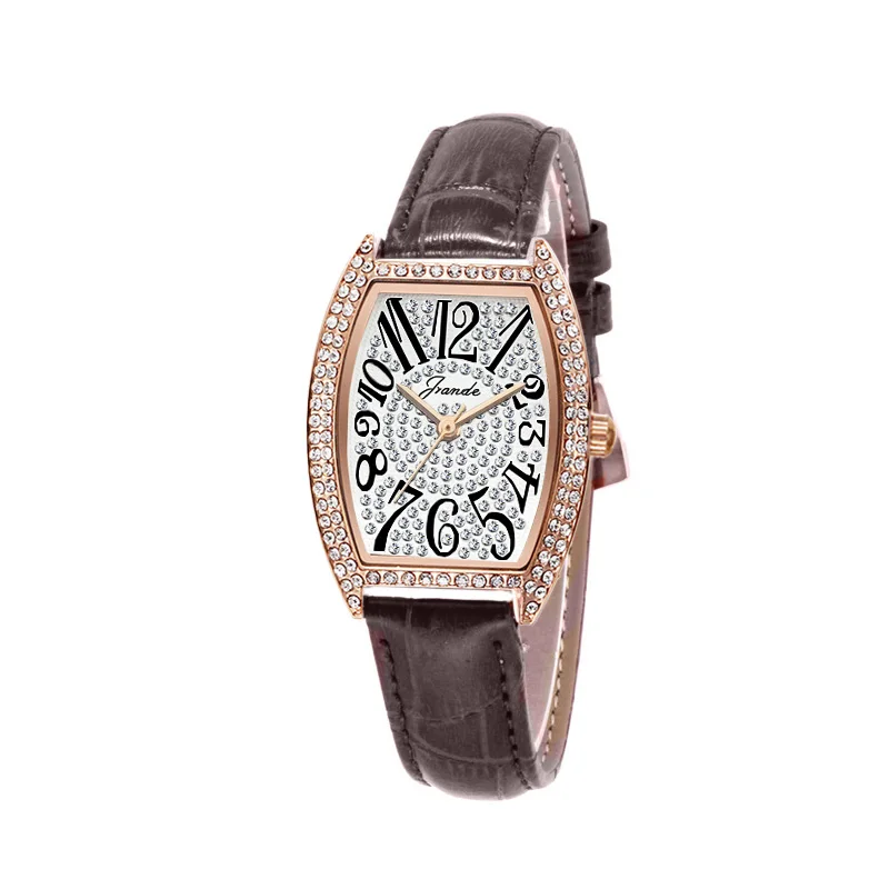 Fashion New Watch Women Brown Leather Waterproof Casual Quartz Hand Clock Female Gift 2024 Luxury Lady  Wristwatch Silver