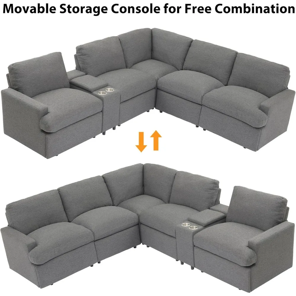 recliner.Power Recliner Corner Sofa with Storage Box, 104'' Sectional Couches with USB Ports, Cup Holders and Power Socket