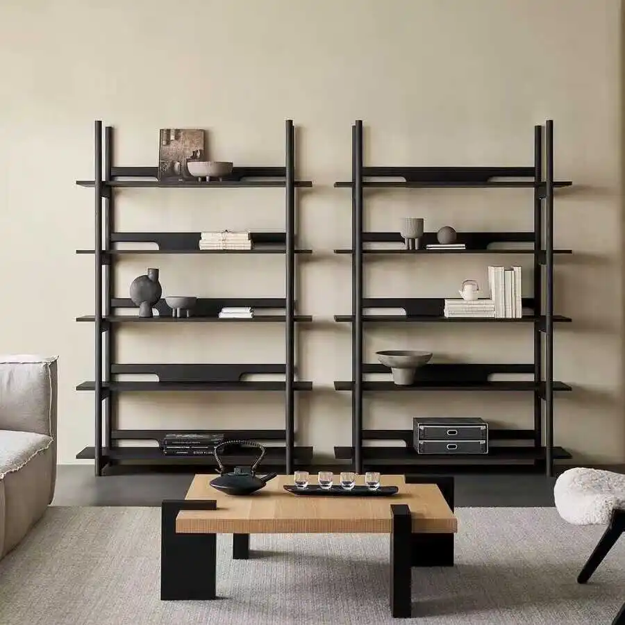 Nordic solid wood bookshelf wabi sabi antique bookcase living room display Bogu bookcase artist home shelf
