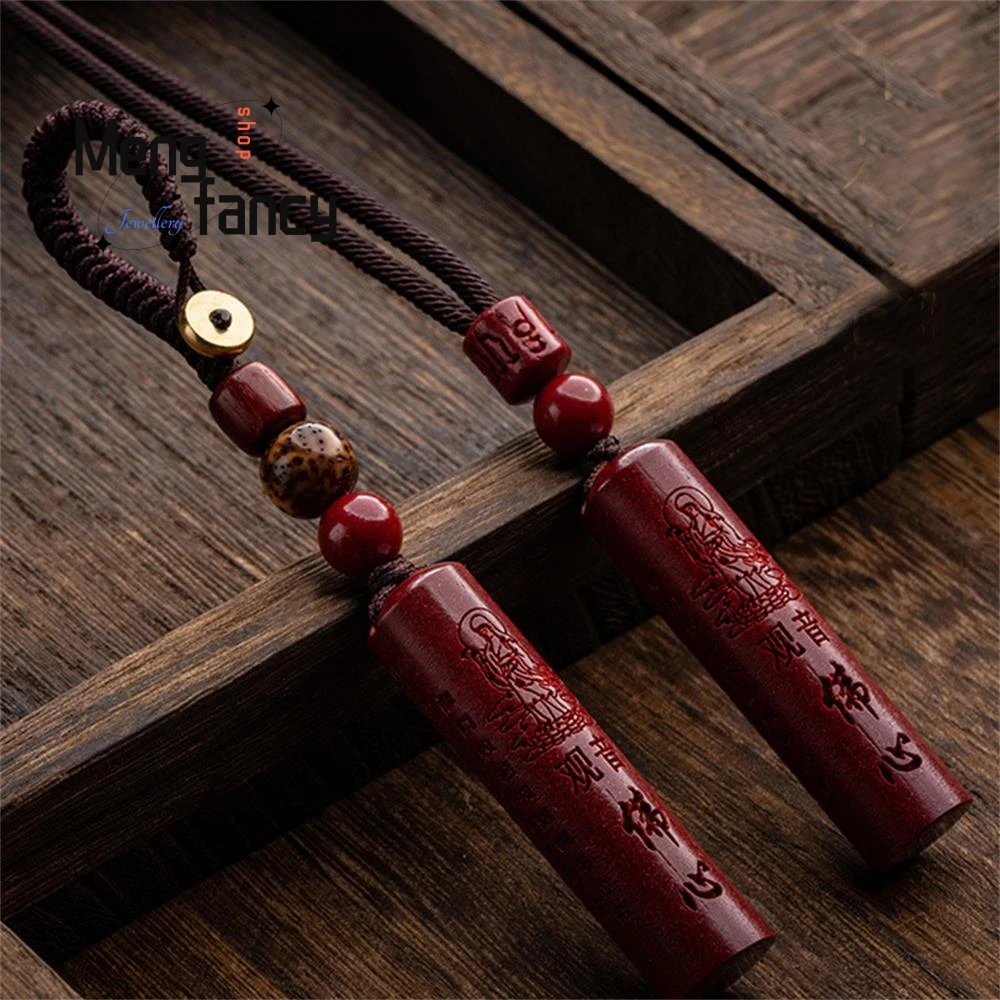 

Original Mine Cinnabar Heart Sutra Great Compassion Mantra Vajra Sutra Pendant Keychain Exquisite Amulets Mascot Fashion Jewelry