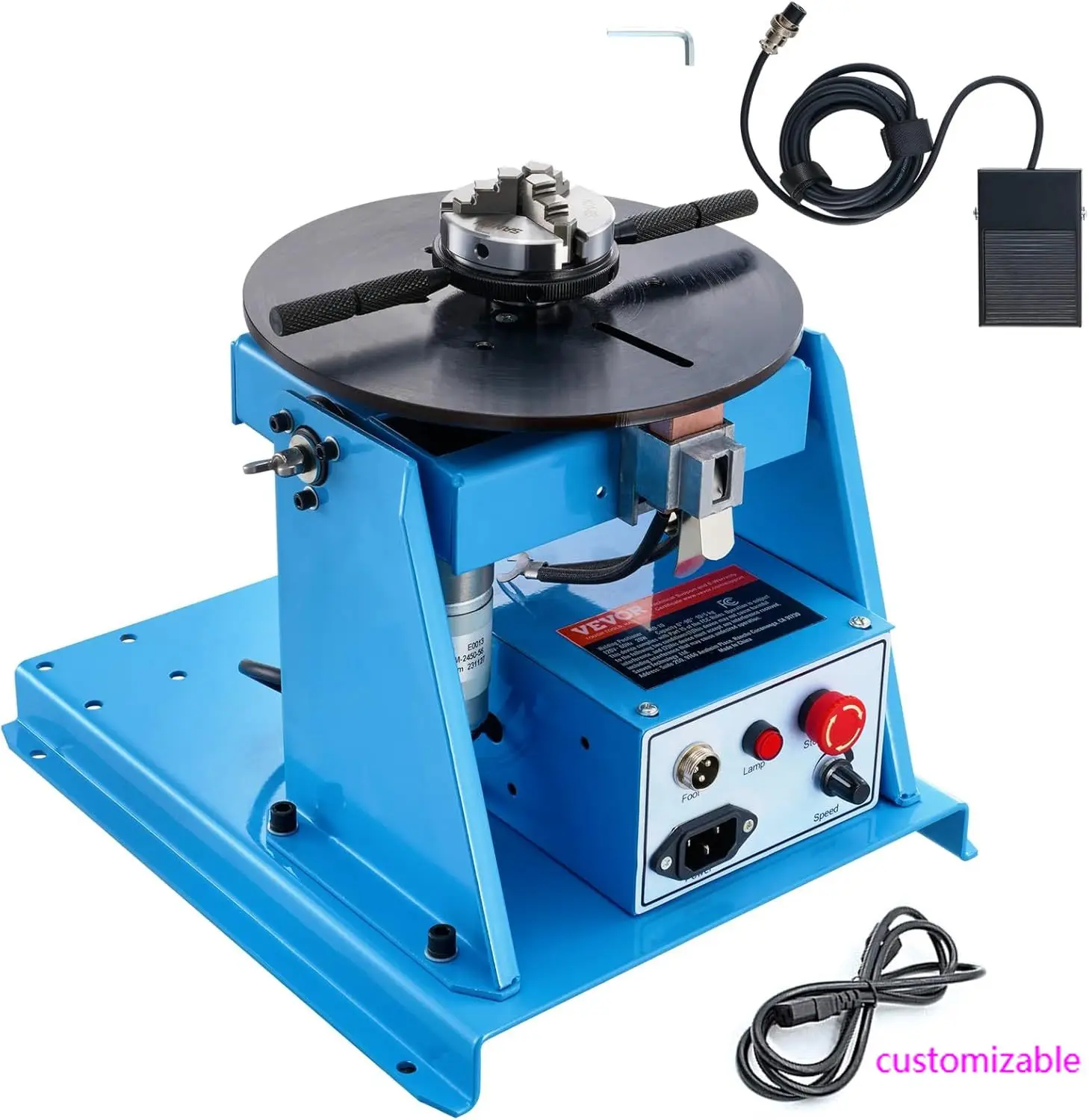 Rotary Welding Positioner 10KG, 0-90° Welding Positioning Turntable Table with 8.1 Inch 3-Jaw Lathe Chuck, 1-12 RPM 20W Portable
