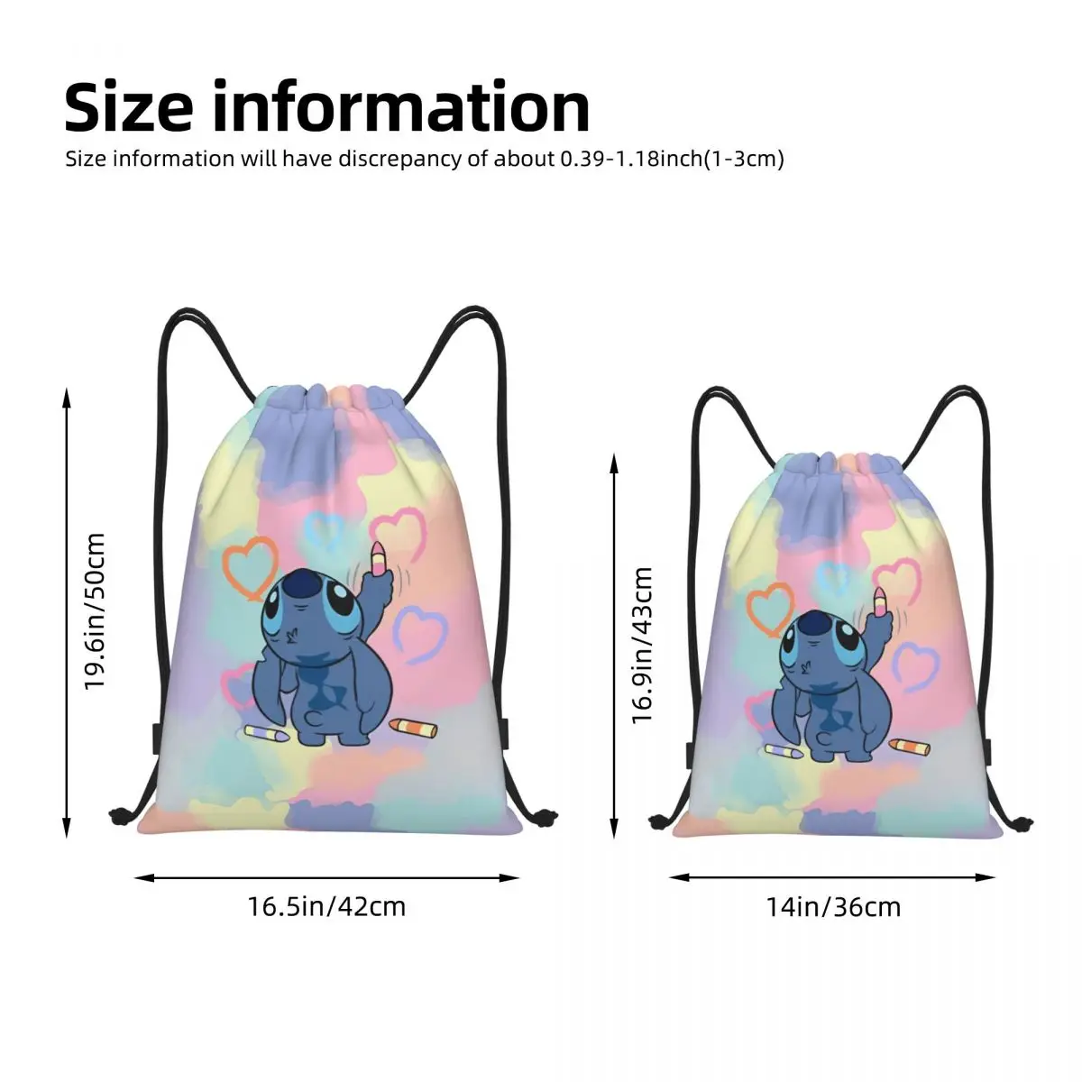 Mochila deportiva con cordón de Lilo y Stitch, saco de cuerdas para gimnasio, ciclismo