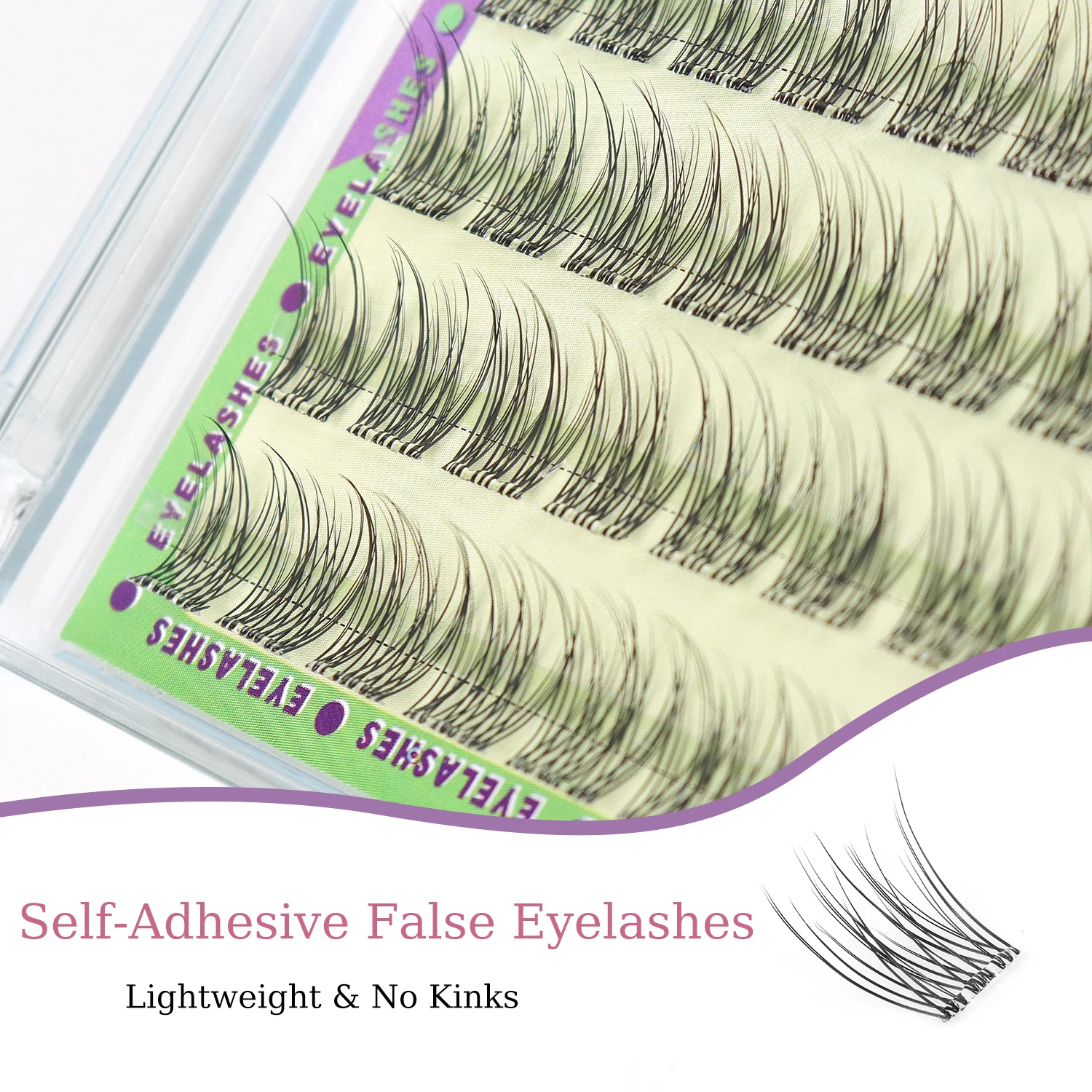 120PCS Natural Self Adhesive Eyelashes Clusters Reusable Wispy Cluster Eyelashes Extension No Glue Needed With Tweezers 11/12MM