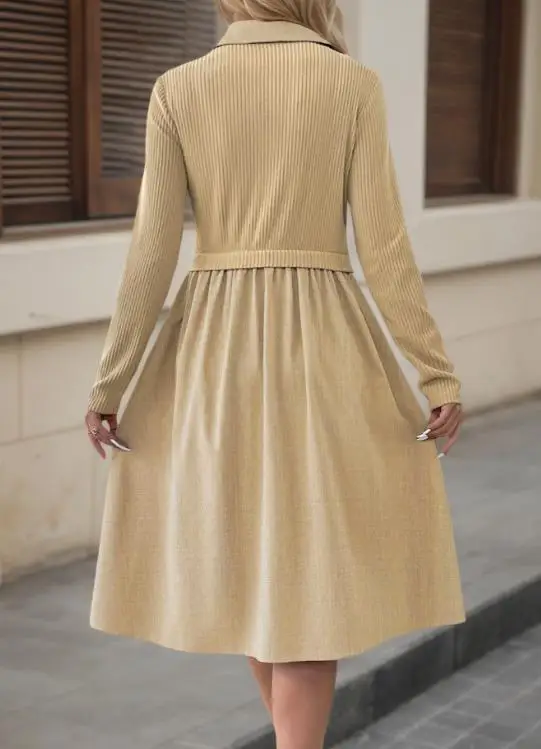 Frauen Kleider Herbst Winter Neue Plus Größe Hemd Rock Einfarbig Revers Lange Ärmeln Gefälschte Zwei-Stück Kleid Einfache casual Kleid