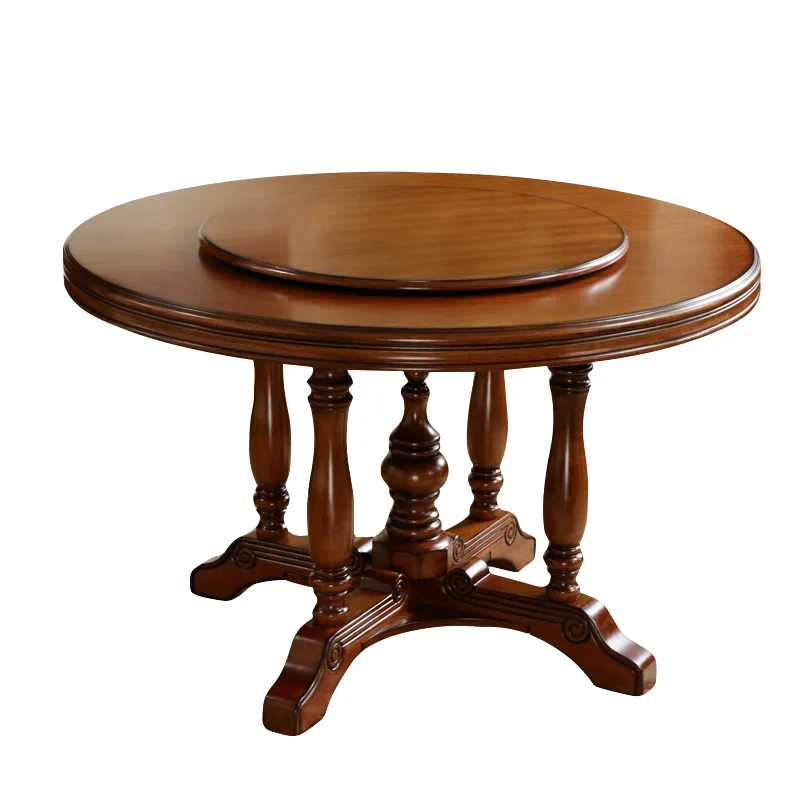 

Mahogany American round dining table all solid wood restaurant 1.3 meters eating small apartment