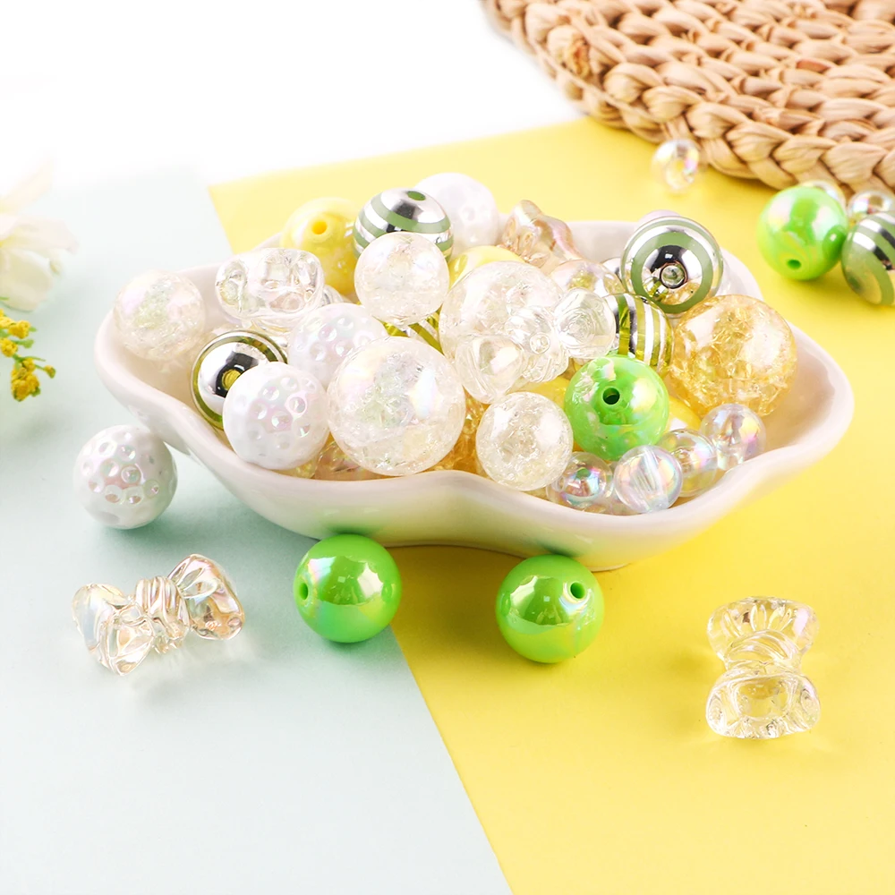 35Pcs/Bag New Acrylic Beads Loose Bead For Jewelry Making DIY Keychain Pen Bracelet Necklace Handmade  Accessories