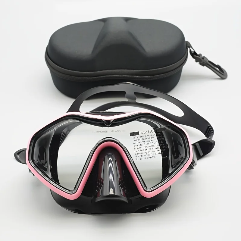 Adult Tempered Glass Diving Mask Double Anti-Fog Design Adjustable Strap Silicone Skirt Suitable For Snorkeling And Swimming