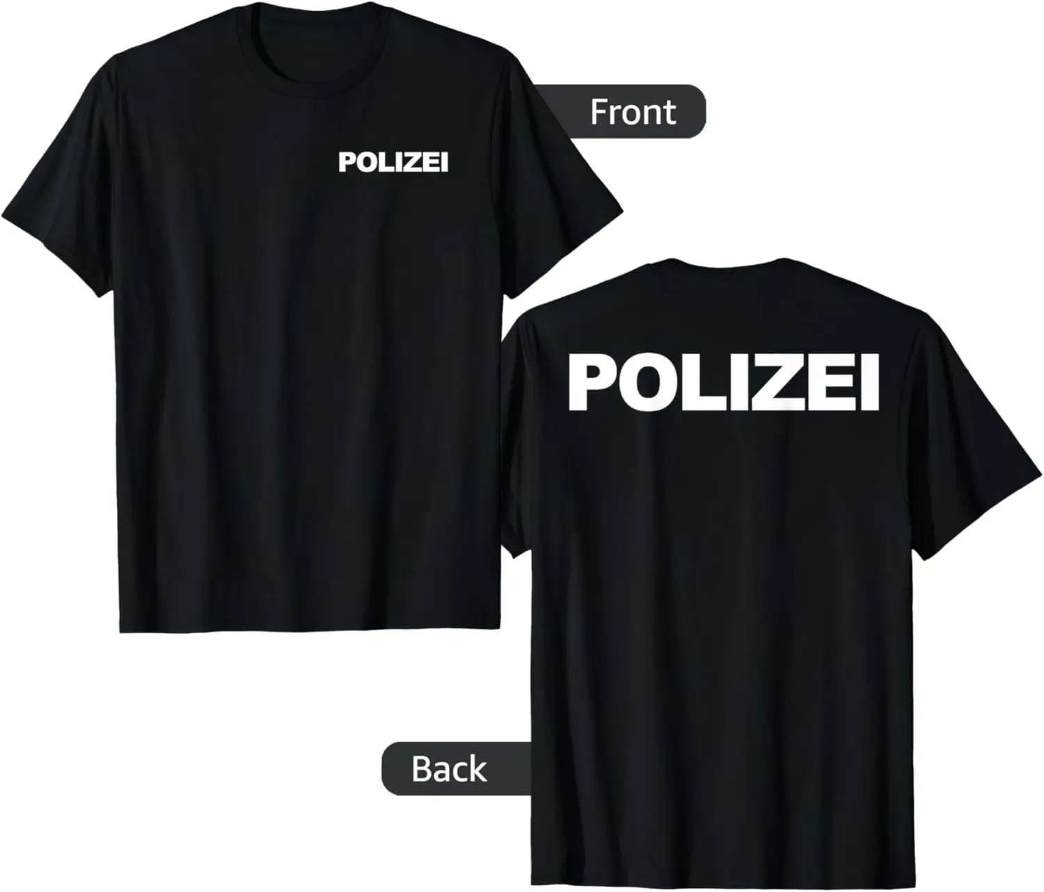 Polizei Shirt German Police Front Back Print T-Shirt