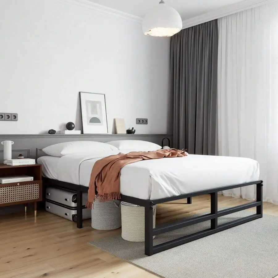Twin|Full|Queen|King Size Metal Bed Frame, 14 Inch Heavy Duty, High Under Bed Platform Storage Space, Steel Slats Support Up To - view 2