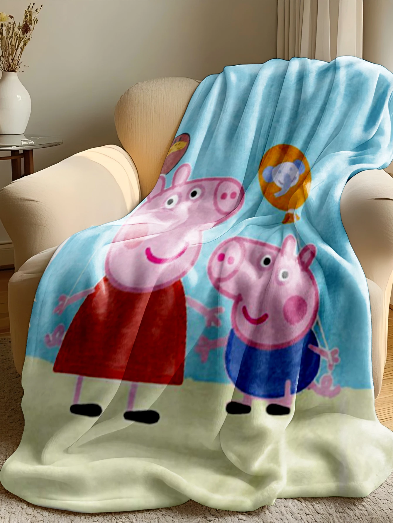 farm piggy crew Throw Blanket, Trendy Cartoon Pattern for Everyday Use, Stylish Decor for Living Room and Bedroom Rest Time