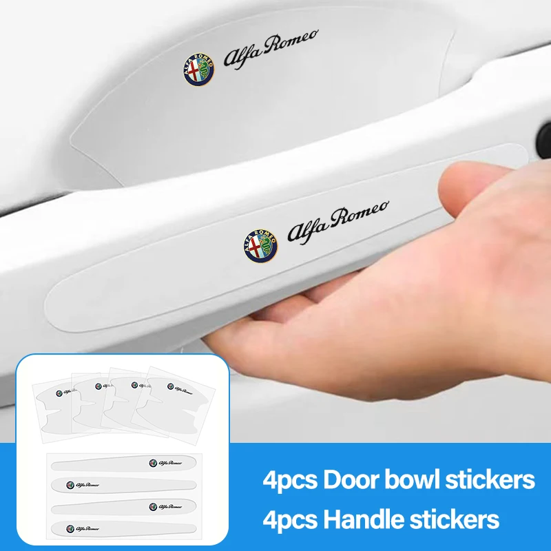 

8Pcs Car Door Handle Sticker TPU Protective Door Bowl Film Decals Accessories For Alfa Romeo 4C 159 166 Spider Giulia 156 147 GT