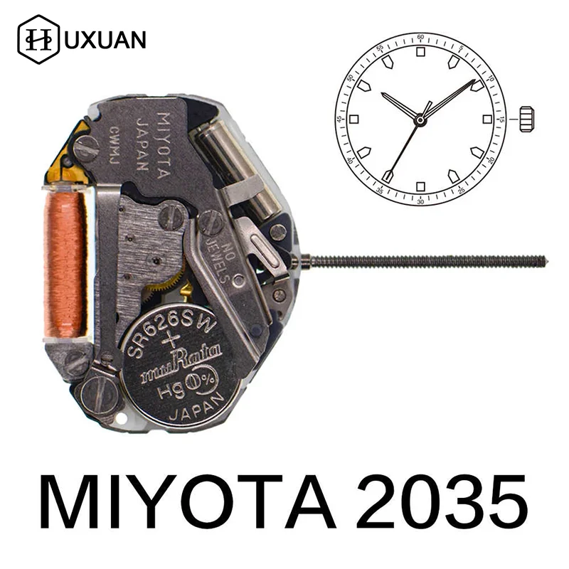Japan Miyota 2035 Quartz Movement Watch Three-Hand Calendarless Repair Calendar Parts Hot Sale High Quality Accessories