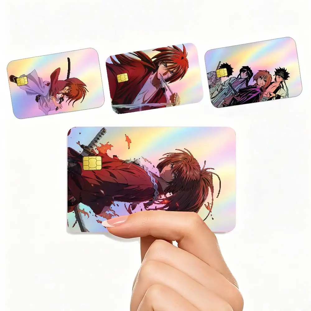 Samurai Rurouni K-Kenshin  4pcs 1Set Card Stickers Small Waterproof Chip 4PCS Card Sticker Anti-Scratch