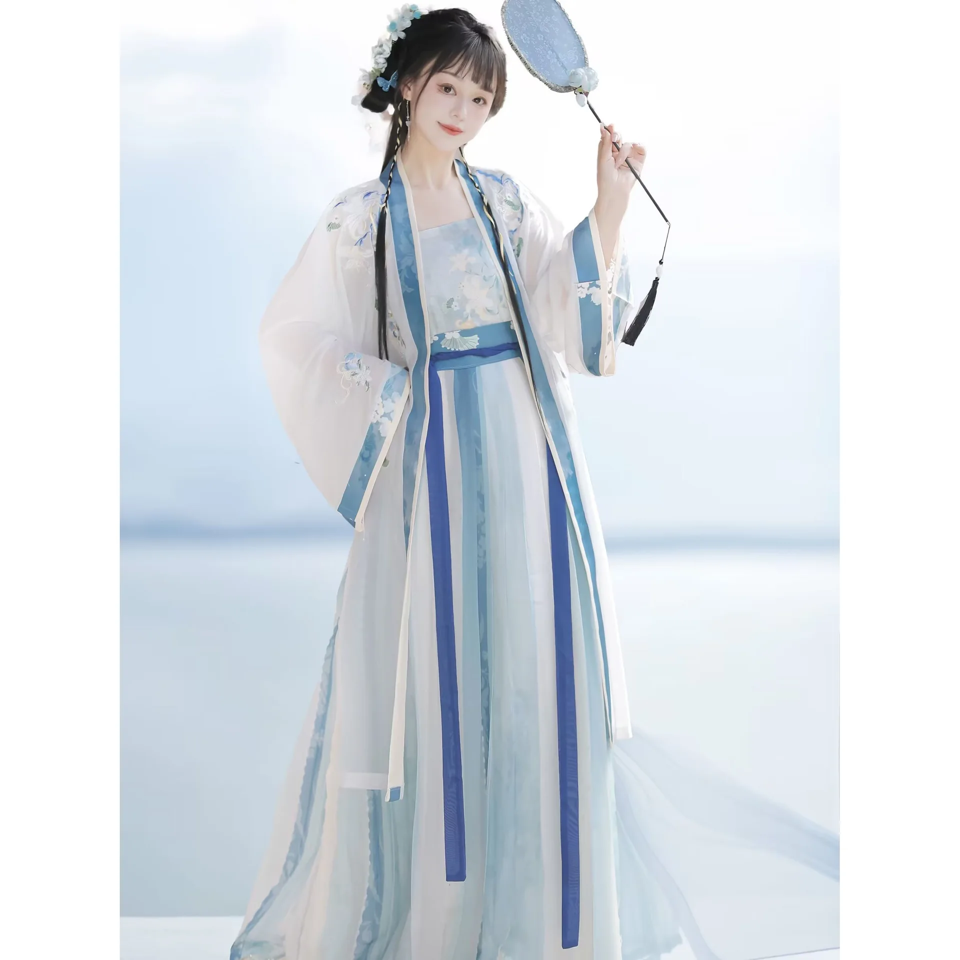 YF32 Fashion Elegance Hanfu For Women Embroidery Temperament Ancient Costume Female Dance Clothes