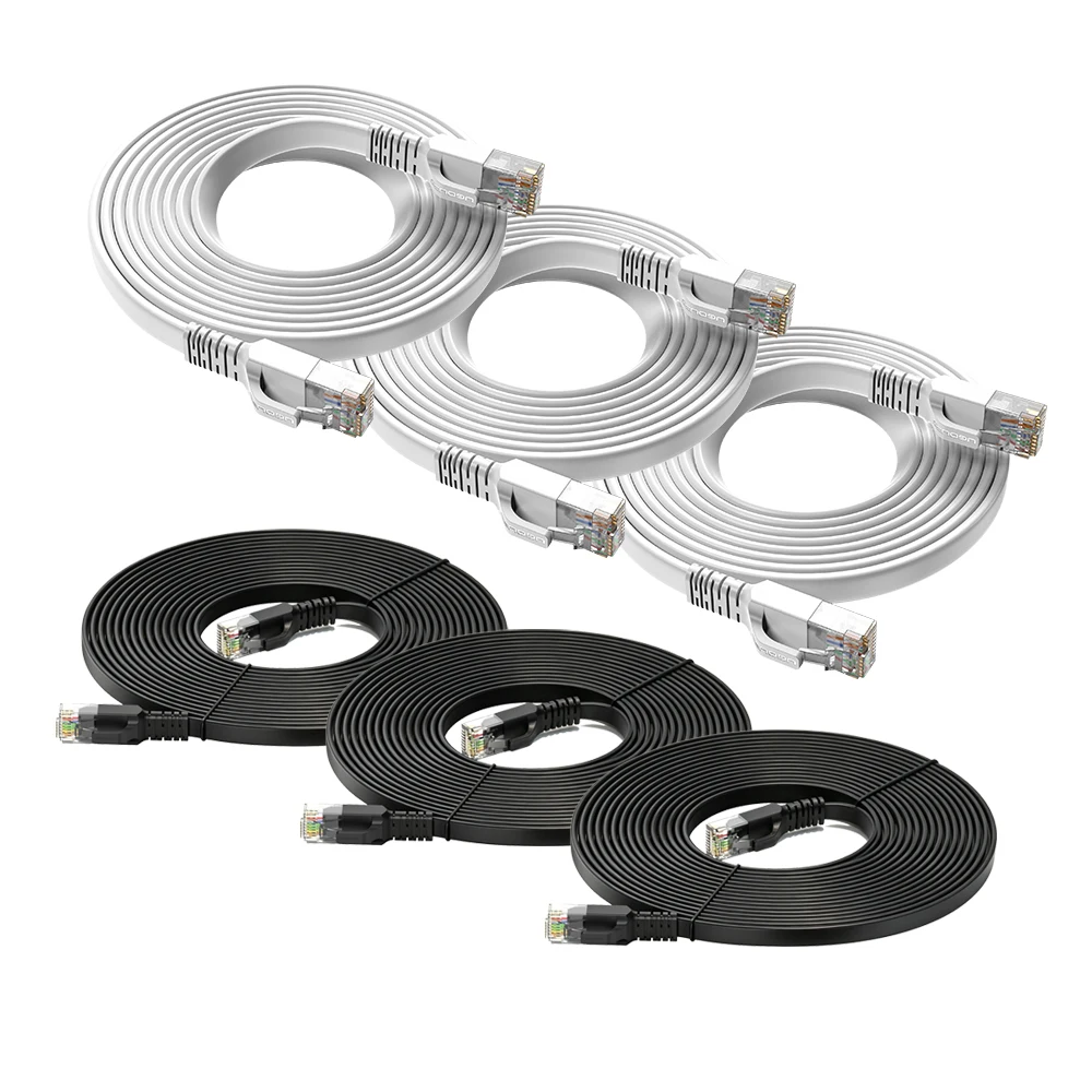 UGOURD 3/5/10er Pack Ultra Slim Flaches Cat6 Ethernet-Kabel PVC 1000Mbps RJ45 UTP LAN Patchkabel CAT 6 Gigabit Internet-Netzwerkkabel