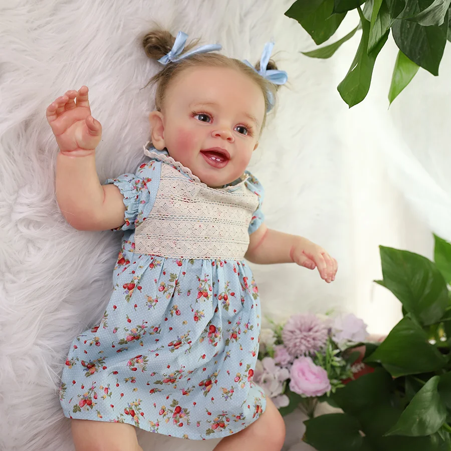 20 Inch Lifelike Reborn Doll with Lifelike Veins, Handmade Vinyl Fabric, Suitable for High-End Painted Gift Set for Children Over 3 Years Old+
