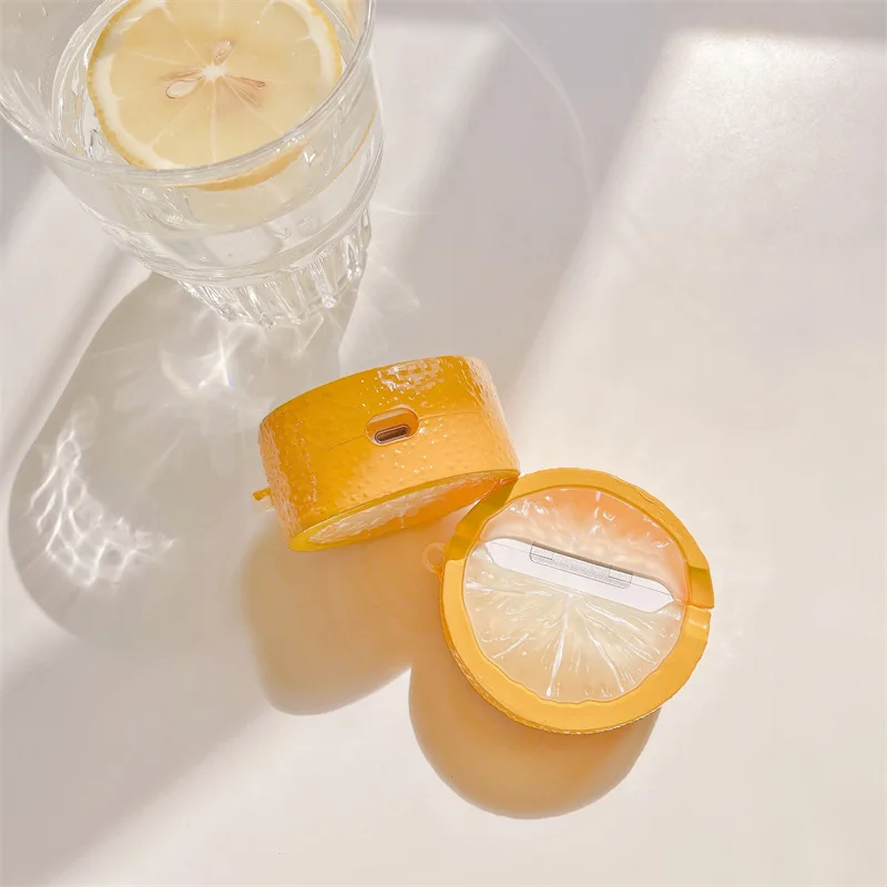 Lifelike 3D Cute Lemon Earphones Case for Apple AirPods 1 Pro 2 3 Generation Headphone Anti-fall Protective Case With KeyChain