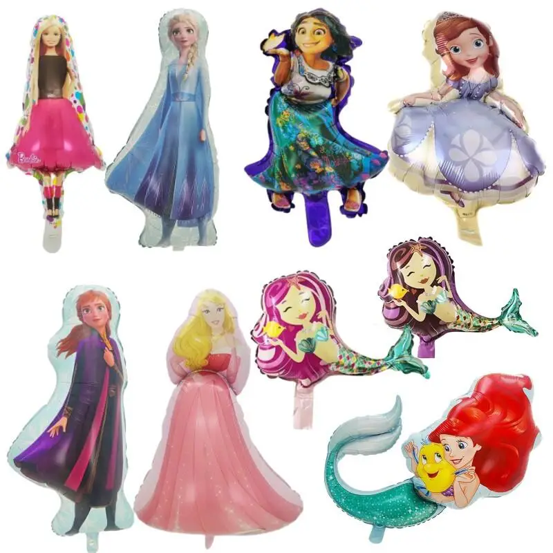 10pcs Mini Elsa Anna Belle Snow White Sofia Elsa Five Princess Foil Balloons Birthday Party Decoration Kids Toys Air Globo