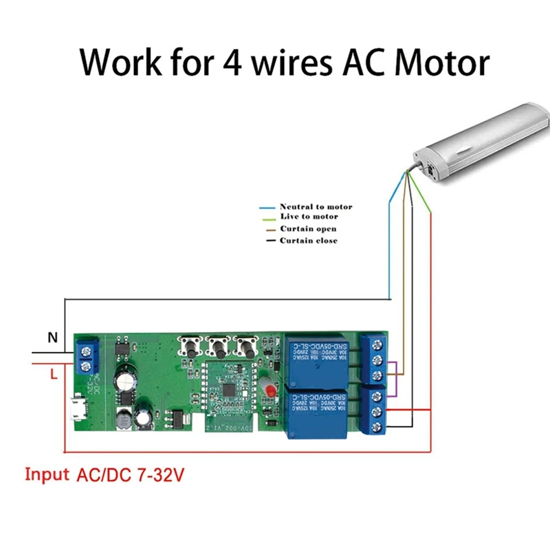 ABPQ-Ewelink controlador de Motor de actuador lineal eléctrico Wifi de 2 canales 12V 24V 110V 220V 2CH interruptor de relé