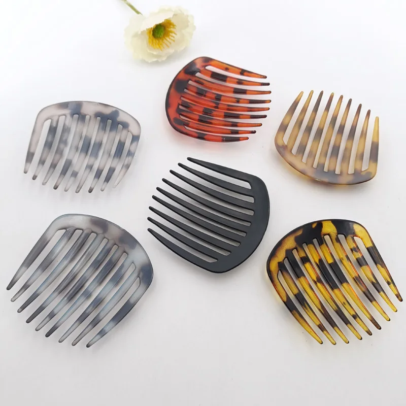 Colorful Headdress Fashionable Temperament Women Simple Hair Accessories Harajuku Vintage Boutique Lacquer 9-tooth Plastic Comb