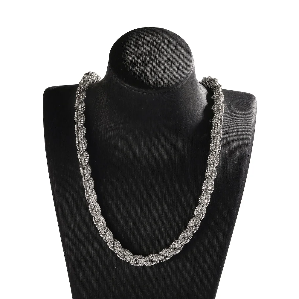 Corda corrente hiphop neckalce bling moda gargantilha link presente para homens mulheres combinando rapper rocker punk acessório na moda