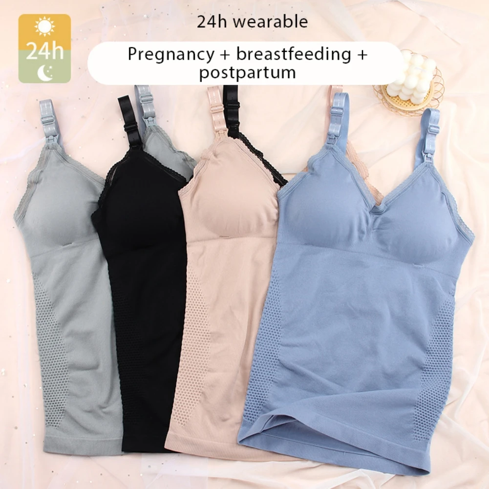 Front Open Buckle Summer Solid Sleeveless Nursing Clothes Women Pregnant Tank Top Maternity Clothing Breastfeeding Vest