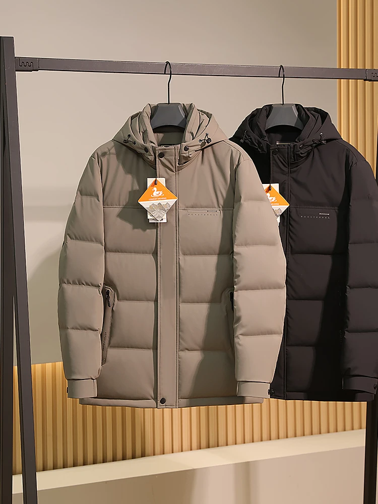 

Бизнес! 90% белый утиный пух! Мужская зимняя ветрозащитная теплая куртка с капюшоном, пуховик, повседневная верхняя одежда