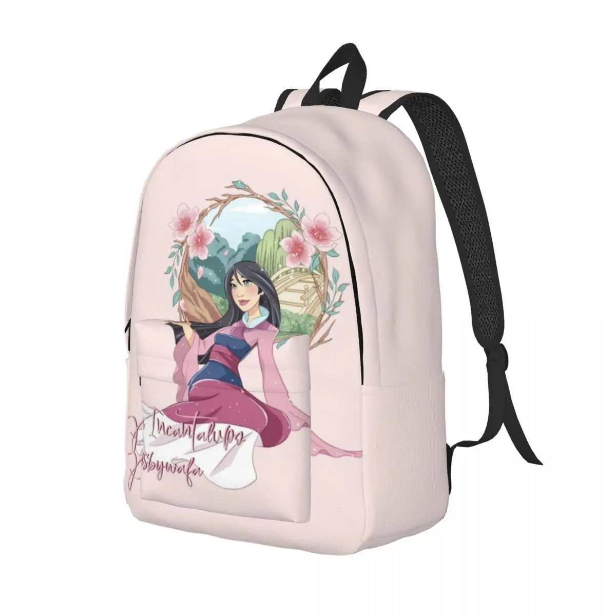 Custom Fashion Mulan Cartoon Canvas Backpacks Men Women Basic Bookbag for School College Bags