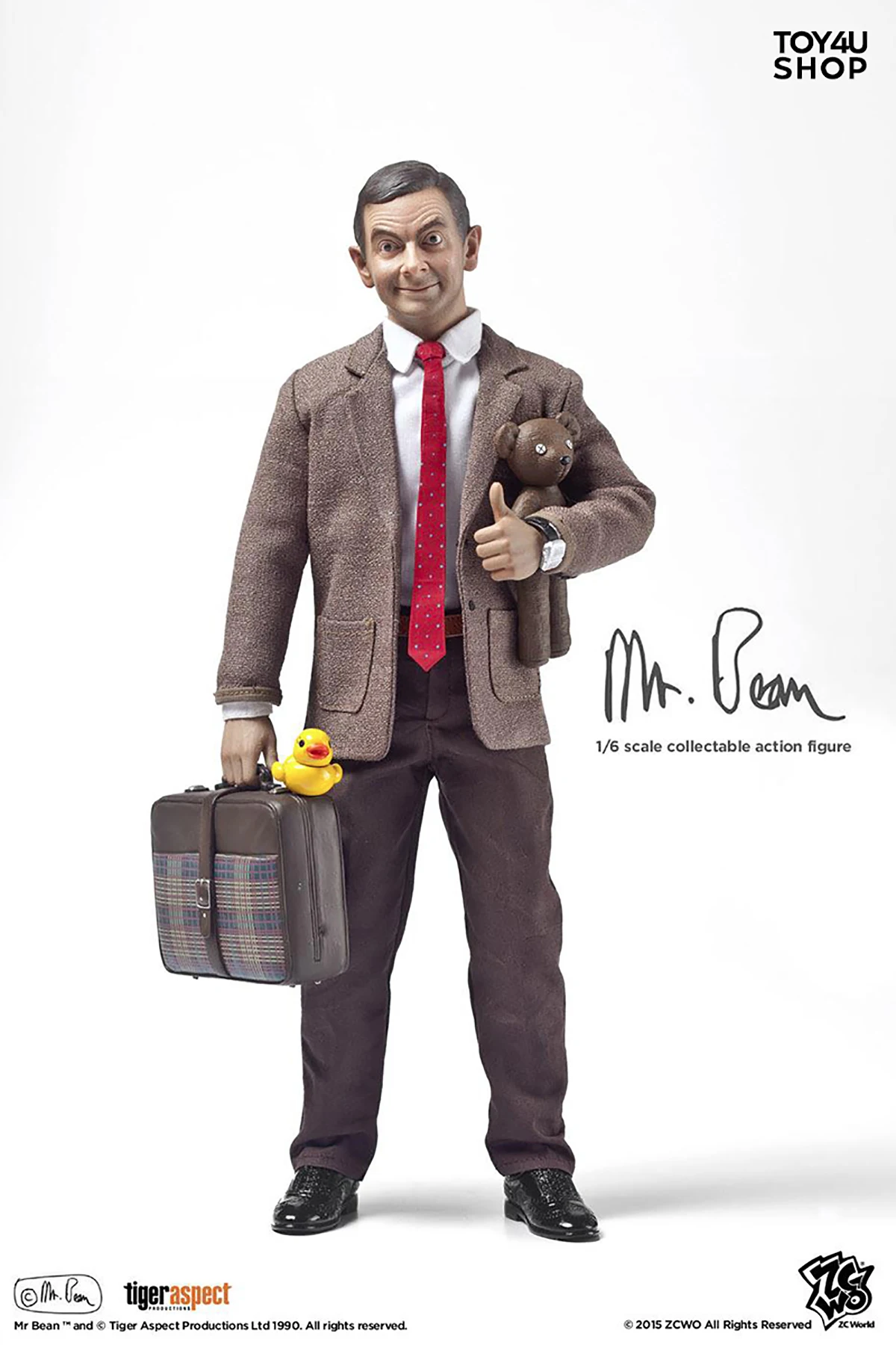 ZCWO ZC184 1/6 Scale Comedy Character Mr. BeanRowan Atkinson Doll Toy With Suitcase 12 