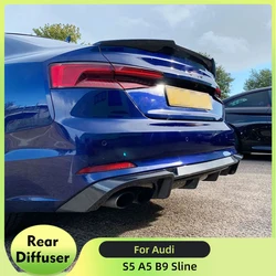 Rear Bumper Lip Diffuser For Audi A5 S Line S5 B9 Sport 2017 2018 2-Door 4-Door Car Diffuser Spoiler Carbon Fiber / FRP