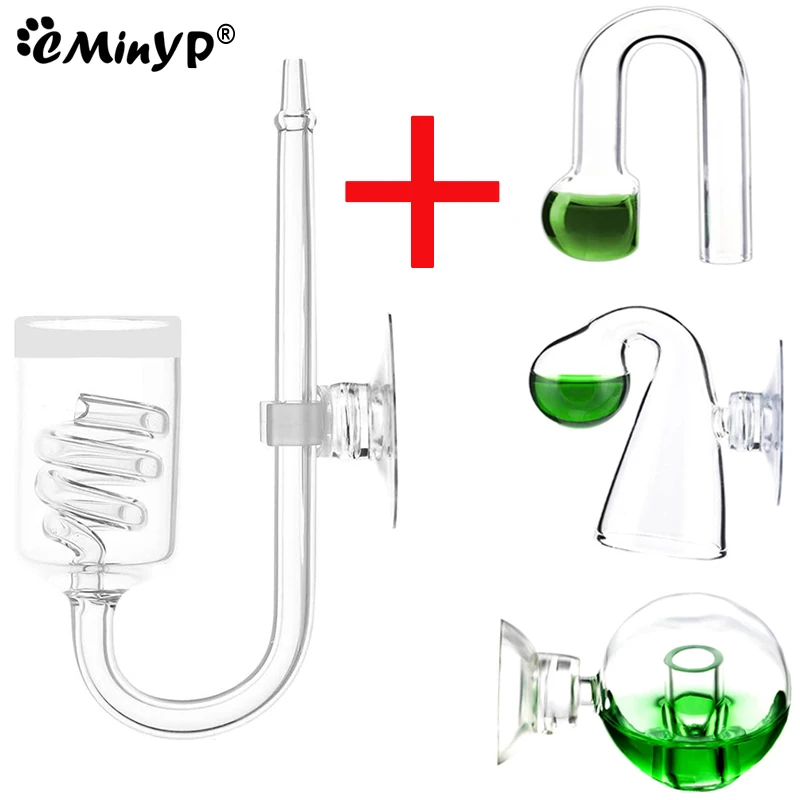 CO2 디퓨저 수족관 유리 나선형 이산화탄소 분무기 디퓨저, CO2 모니터 센서 감지기, 물고기 어항 액세서리