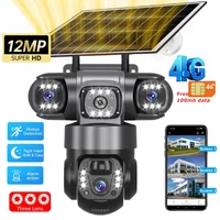 V380 Pro 12MP 10X Zoom Triple lente 4G cámara Solar al aire libre tres pantallas PIR detección de movimiento cámaras de vigilancia de seguridad CCTV