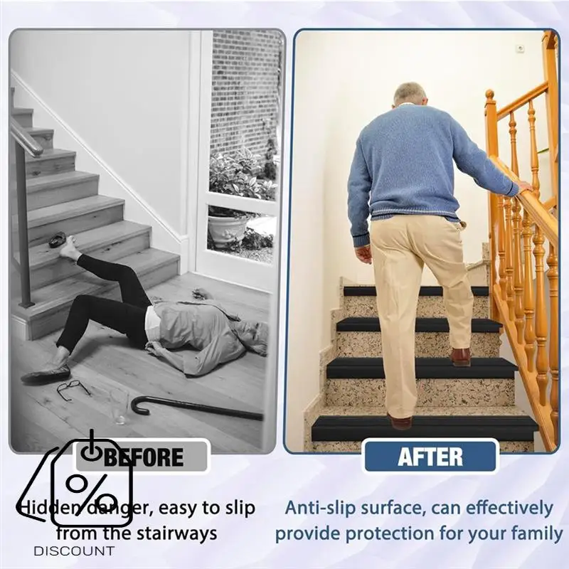 ABJO-Stair Edge Protector Bordi in gomma Guard Trim autoadesivo per interni ed esterni Nero