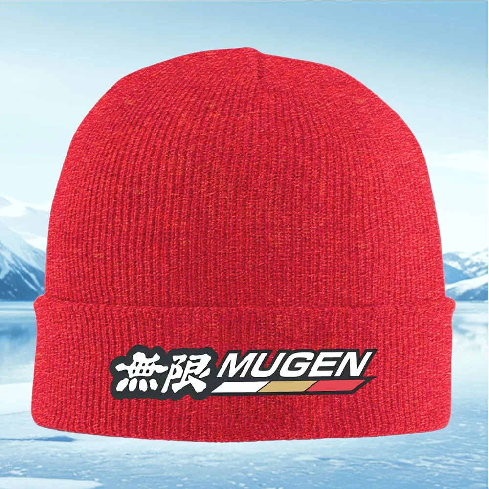 Белый знак Mugen с японским символом для мужчин и женщин, вязаная шапка унисекс, шапка-пуловер, зимняя теплая теплая рождественская уличная шапка Cyc
