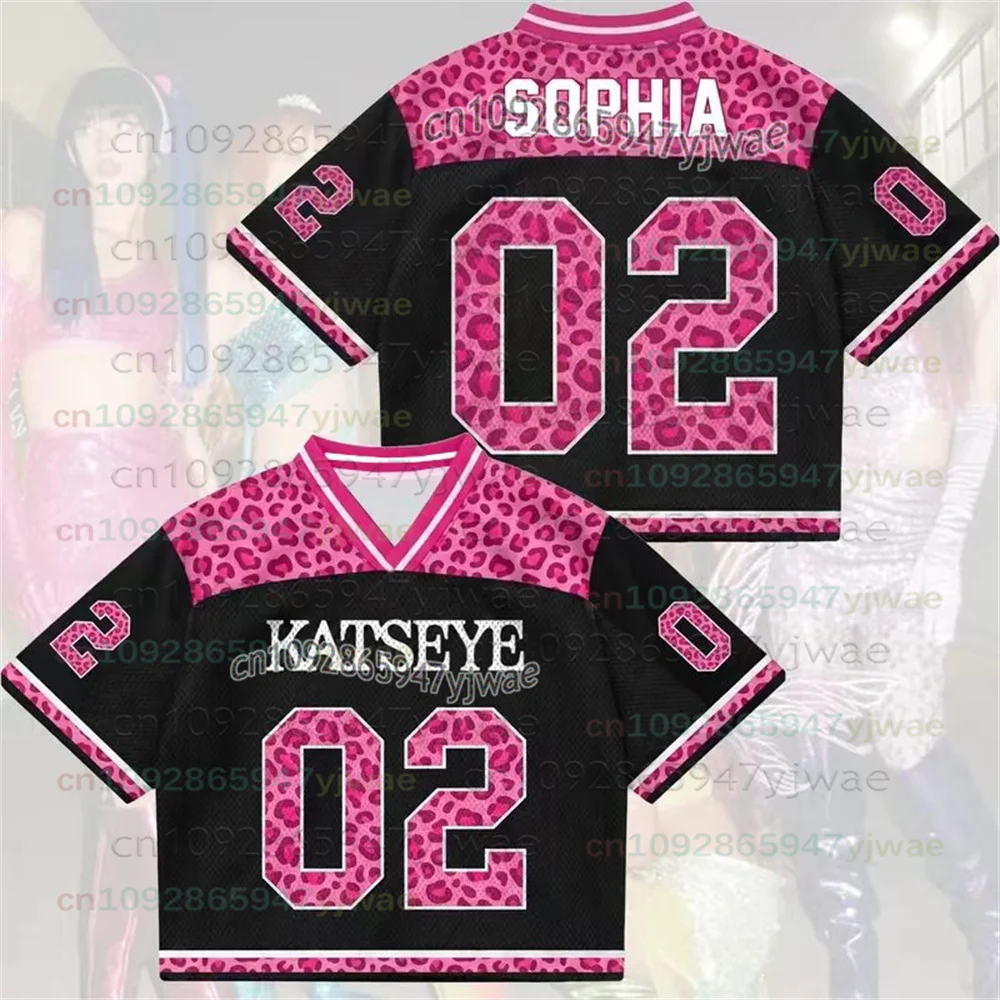 KATSEYE Konzert Unisex Jersey Rosa Leopardenmuster Streetwear Yoonchae Lara&Sophia Daniela Fans T-Shirt Herbst Herren Damen T-Shirts Oberteile – Detail 9