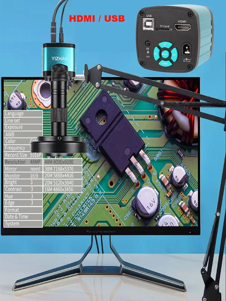 Yizhan 4K HD Cyfrowy Mikroskop Elektroniczny do Spawania Kamera Mikroskopowa HDMI/USB/VGA Obiektyw 150X Duże Pole Widzenia, Odległość Pracy 5-100cm, Elastyczne Ramię Artykulowane — zdjęcie 2