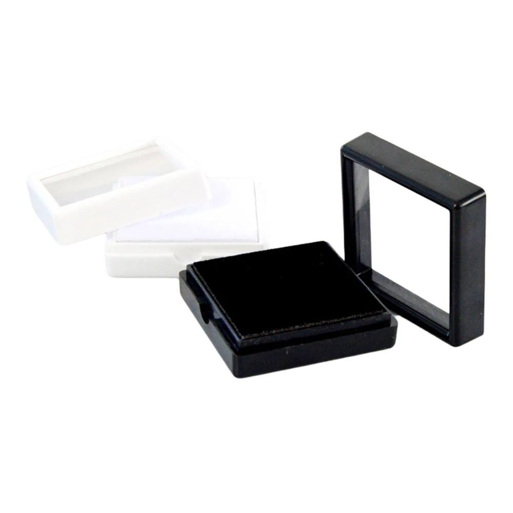 

20pcs Square Plastic Diamond Presentation Box 2 Colors Small Window DIY Jewelry Dispaly Case Supplies with Sponge 4.1x4.1x1.6cm