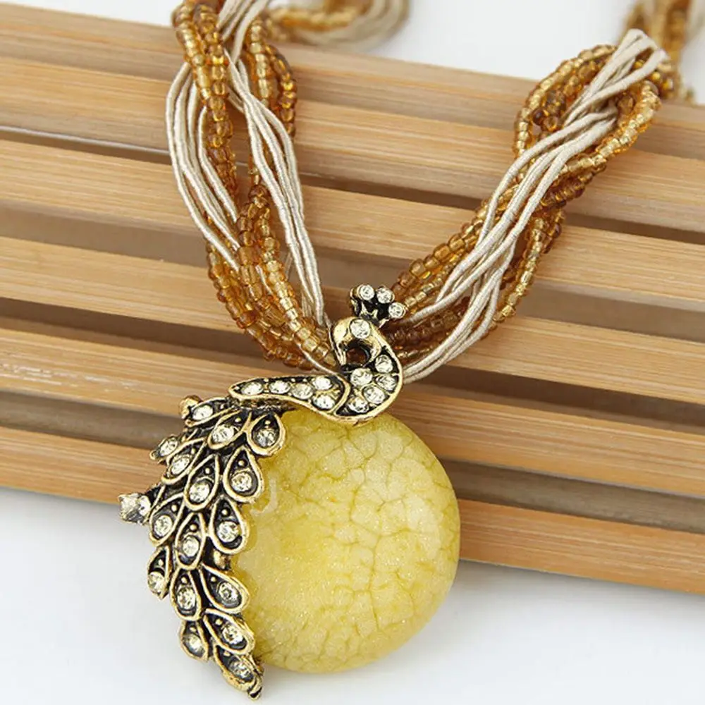 Bohemian Style Tassel Retro Necklace Women Design Stone Pendant Statement Necklaces Accessories Ladies Fashion Jewelry 2024