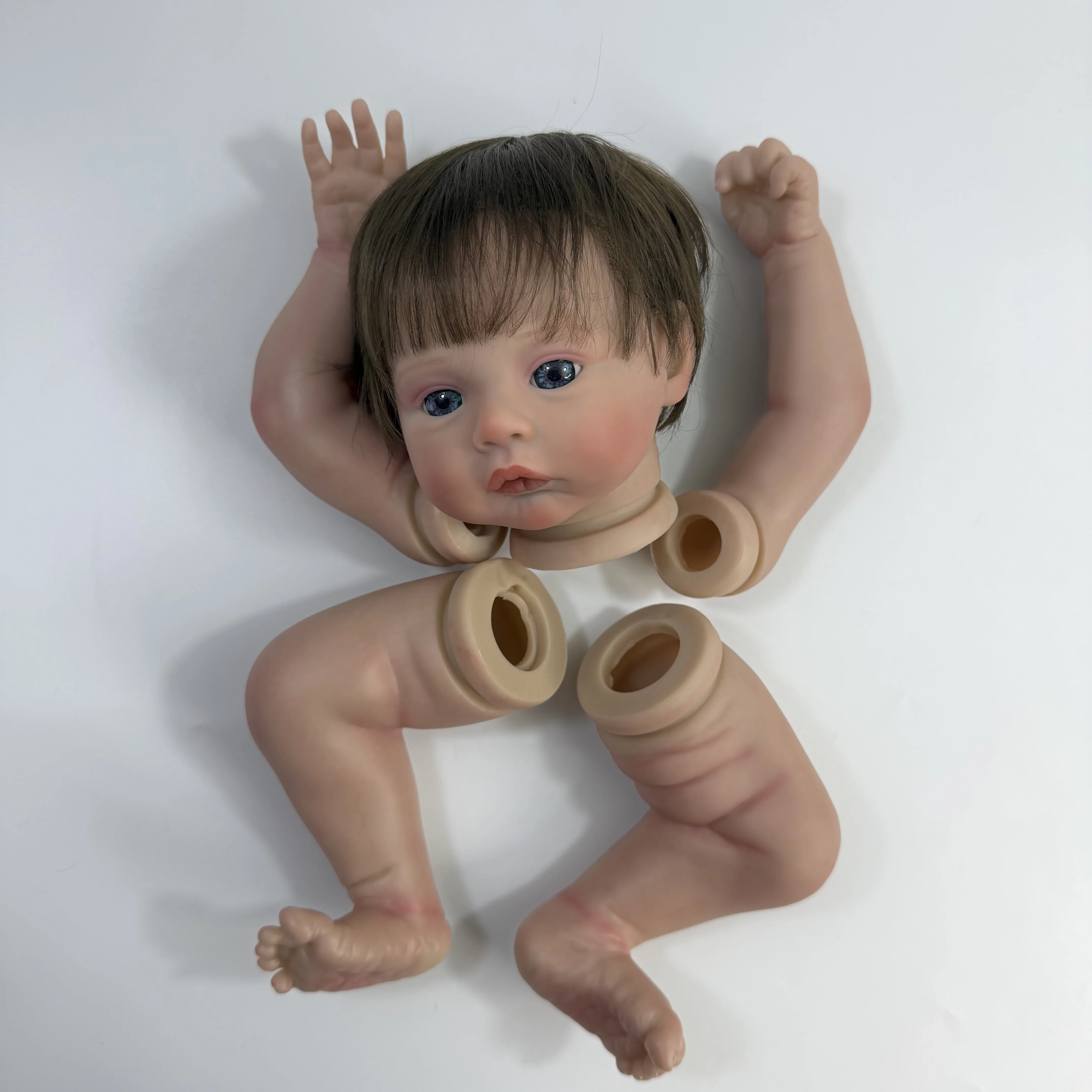 17 inch Already Painted Reborn Doll Kit Meadow Lifelike Handmade Rooted Hair Soft Fabric Body Vinyl Reborn Doll Parts DIY Mold