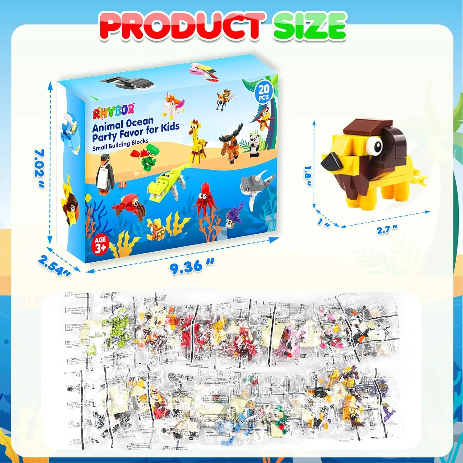 MYDOVA 654 Pieces Min Animals Building Blocks Set for Birthday Party Favor Return Gifts Valentines Easter Classroom Prizes