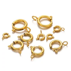 10PCS Stainless Steel Gold Round Spring Ring Clasps Connectors For Bracelet Necklace DIY Jewelry Making Findings Accessories