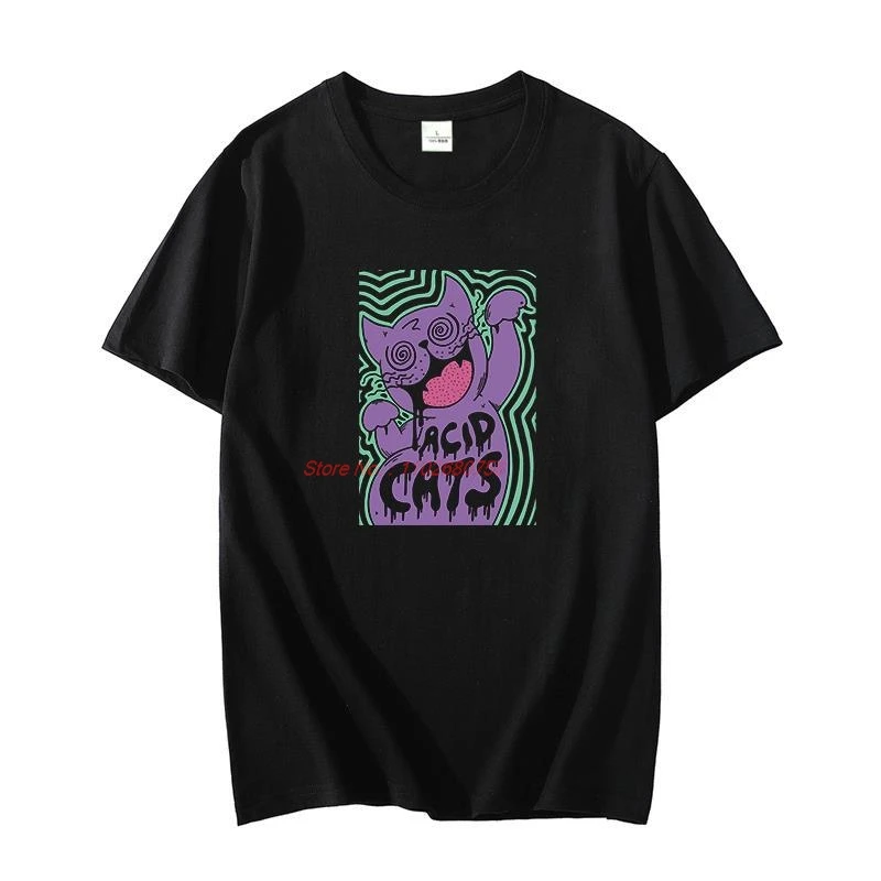 Summer fashion graphic t shirts Acid Cats Trippy Lucid Dream Unisex Oversized t-shirt Cotton T-shirt O-neck t shirt for men