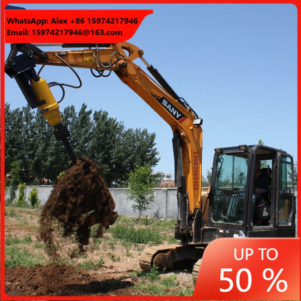 KINGER Mini Tractors Digging Machine Hydraulic Excavator Attachment Earth Auger Drill Digger Auger