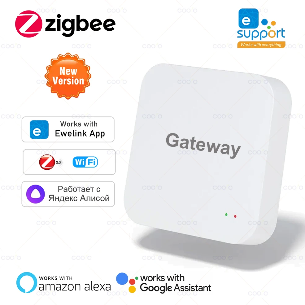 Многорежимный шлюз ZigBee, хаб для умного дома, беспроводной мост, сетка, дистанционное управление через приложение eWeLink, работает с Alexa Google Assistant Alice