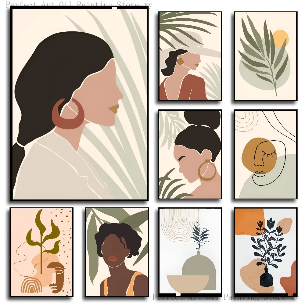(No frame)Póster moderno bohemio de hojas de arcoíris para mujer, papel impreso para el hogar, sala de estar, dormitorio, ent