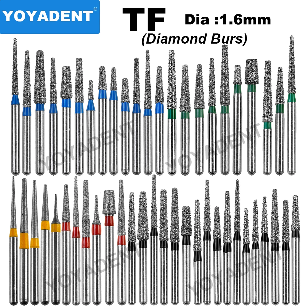 TF نوع الأسنان الماس الأزيز الأزيز الأسنان ل قبضة يد بسرعة عالية أدوات تلميع FG Dia.1.6mm 10 قطعة/الحزمة