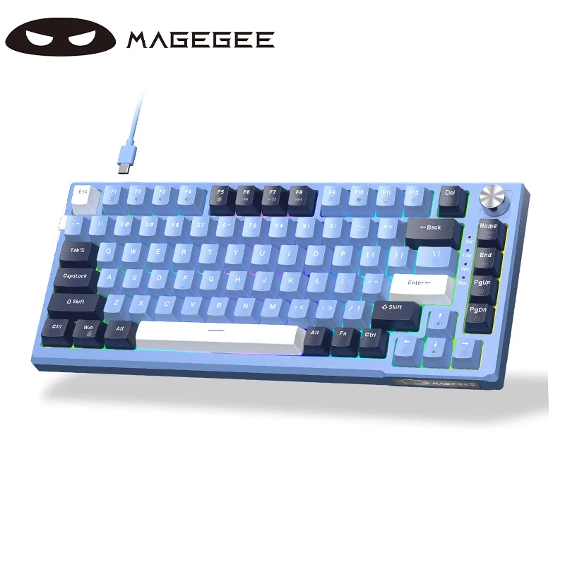 MageGee 75% mechanical keyboard, SKY81 wired backlit keyboard, full key hot-swappable, Gasket structure, ergonomic