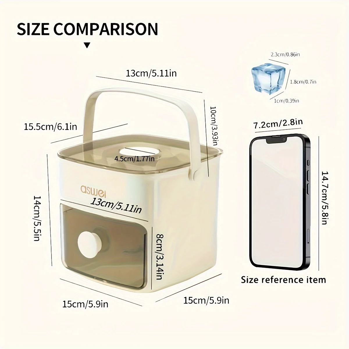 Large 48-grid Ice Cube Machine with Easy-to-slip Double-layer Design - Food-grade Plastic Storage Tray