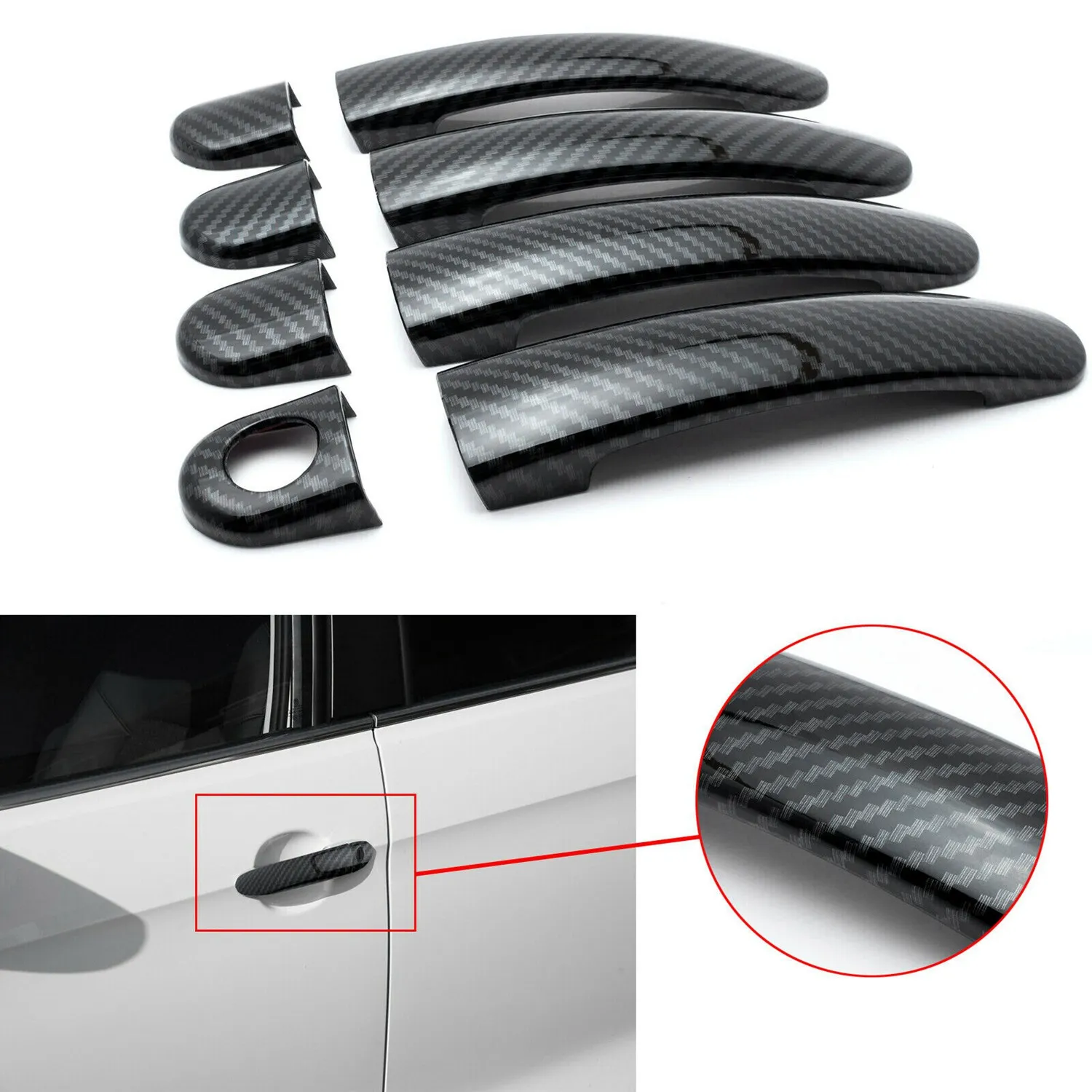 for Polo 2010-2017 Carbon Fiber Car Door Handle Covers Car Accessories Styling