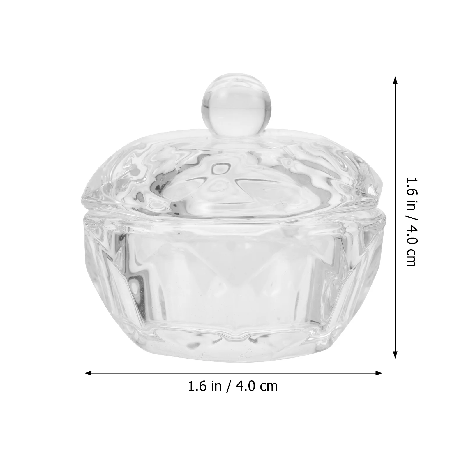 Tasse pour Nail Art, récipient en verre cristal avec couvercle rechargeable pour poudre liquide acrylique, outils de manucure, bol plat 3 pièces